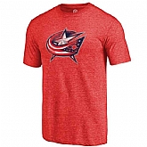 Men's Columbus Blue Jackets Distressed Team Primary Logo Tri Blend T-Shirt Red FengYun,baseball caps,new era cap wholesale,wholesale hats